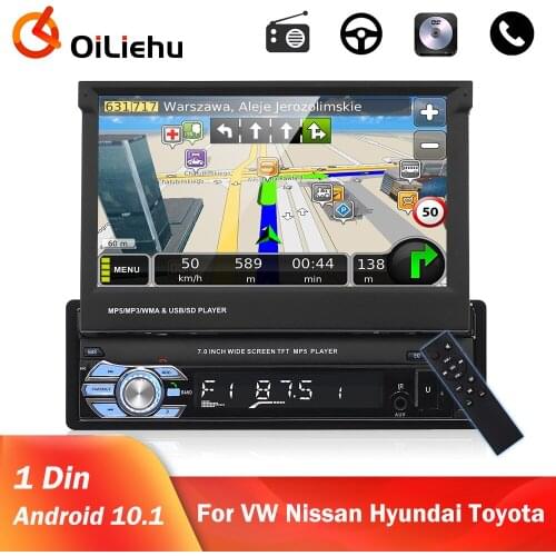 OiLiehu 1 Din Android 10.1 Car Radio 1din GPS Multimedia Player 7 Inch Stereo Autoradio For VW Nissan Hyundai Kia Toyota Lada