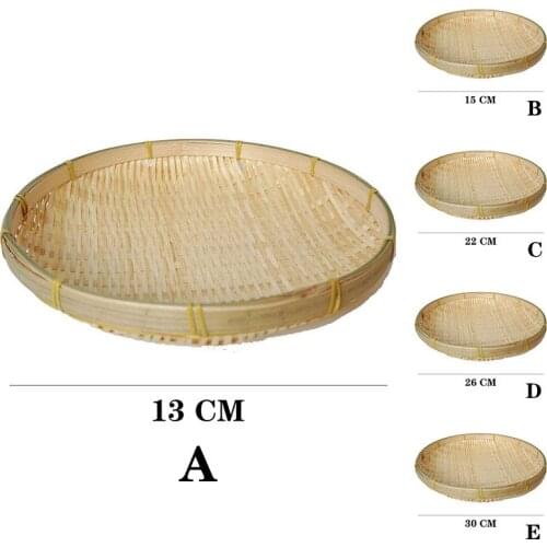 Handmade Weaving Bamboo Sieve Raft Round Dustpan DIY Decorative Fruit Bread Basket Kitchen Storage New Arrival Home Storage