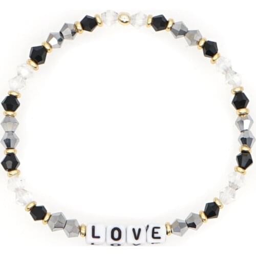 Go2Boho Quartz Crystal Beaded Bracelet Summer Jewelry Beads Stretch Pulseras 2021 Love Letter Strand Bracelets for Women Gift