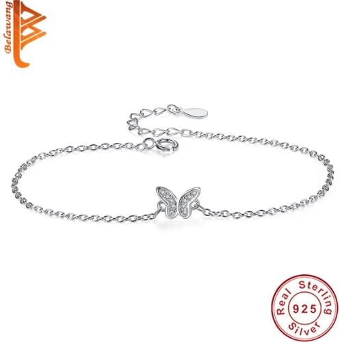 Animal Charm Bracelet 925 Sterling Silver Sparkling Rhinestone Butterfly Charm Bracelet Women Wedding Anniversary Jewelry Gift