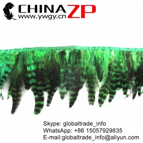 CHINAZP Factory Cheap Wholesale 10Yards/lot Selected Top Quality Dyed Green Chinchilla Rooster Feathers Fringe Trim