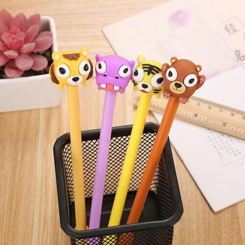 Ellen Brook 1 Pcs Korean Cartoon Creative Animals Dog Tiger Neutral Student Writing Office Stationery Black Signature Gel Pen