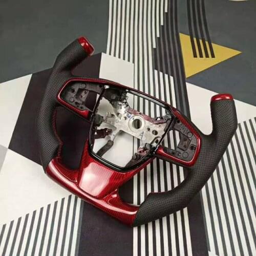 F1 Racing Gloss/Matt Carbon Fiber Steering Wheel Alcantara Compatible for 9th/10th Generation Honda Civic 2014-2020