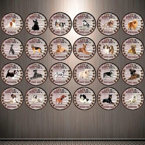 [ Kelly66 ] Dogs Life Is Better With Husky Pomeranian Borzoi Vintage Irregular Wall Art Decor Retro Iron Painting Sign DR-2 30CM