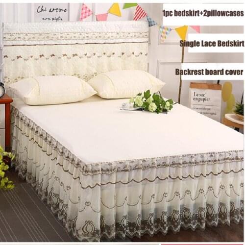 Pure Color 3pcs Lace edge Bedspread set Princess bed cover and Pillowcase hot sale Mattress protect bed cover Home Textile