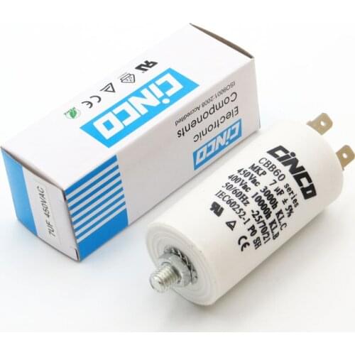 7UF 400V 450V CBB60 Motor Run Capacitors 4pins SH DB Polypropylene Film Ac 450VAC Water Pump electrical engine 7mfd 7mf