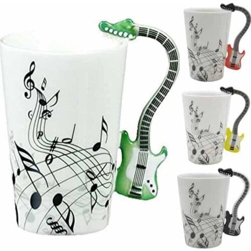 Creative Guitar Music Handgrip Mug Ceramic Mugs 300ml Coffee Cup/novelty Gift Lovers Water Cups Bottle Trinket Novelty Items