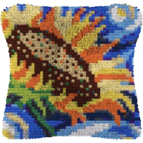 Latch Hook kits Pillow Sunflower Diy Handmade Printed Canvas Cushion Latch Hook Kits DIY Unfinished accessories