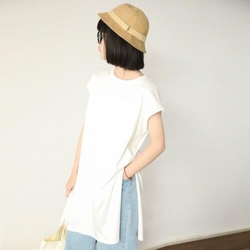 10 12 Girls Summer White Split Short Sleeve Long Tops 2021 new Japanese style Teen Girls Tee Shirt