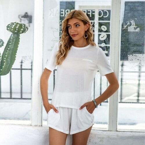 Summer Pajama Sexy Women Casual Loose Sleepwear Comfortable Nighty T shirt Shorts Sets White Solid Pajama Nightwear Homewear