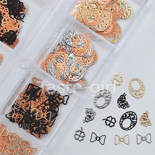 Mixed design Nail Art Metal 3D Nail Decorations Gold silver black Slice Alloy Sequin Nail Jewelry Decoration For nails #10