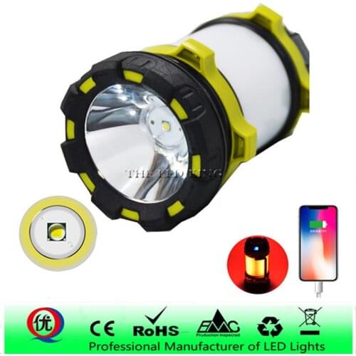 Powerful USB LED flashlight side light hand long range torches Camping lantern rechargeable battery Searching night lamp Fishing