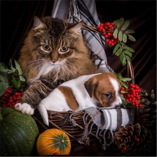 Cartoon Animals Cats DIY 11CT Embroidery Cross Stitch Kits Needlework Craft Set Cotton Thread Printed Canvas Home Sell