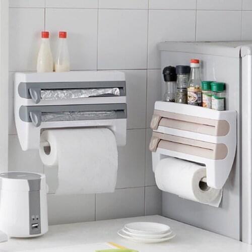 Wall-Free Perforated Cling Film Cutter Refrigerator Wall Barbecue Tin Foil Segmentation Extractor Kitchen Blotting Paper Holder