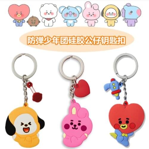 New 2021 Cute Cartoons Soft plastic Keyring Men Women Keychain Women Trinket Metal Key Chains Car Bag Pendent Charm kids gift