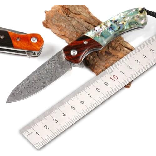 Sharp Damascus folding knife New High end Tactical Hunting Knife Outdoor Camping Knife Exquisite gift Two style handle