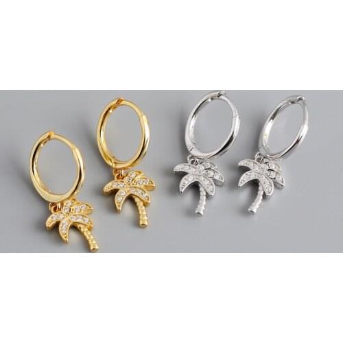 OUFEI 925 Sterling Silver Earring For Women Hoop Crystal Earrings tree Charm plant Earrings Fashion Jewelry EH1037