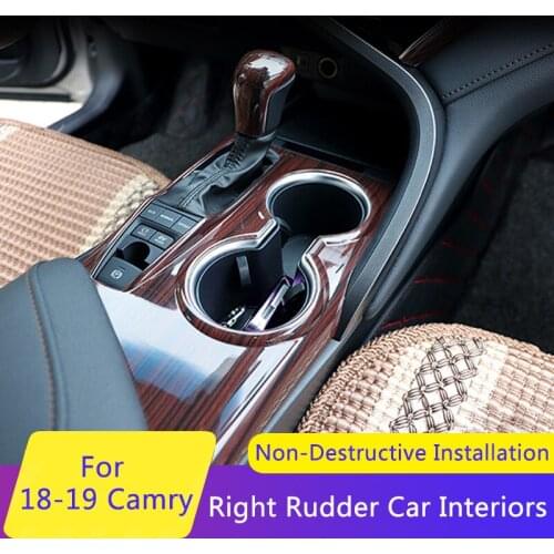 QHCP Car Gear Knob Head Cover Gear Panel Frame Window Lift Sticker For Toyota Camry 2018 2019 Right Hand Drive Interior Modified