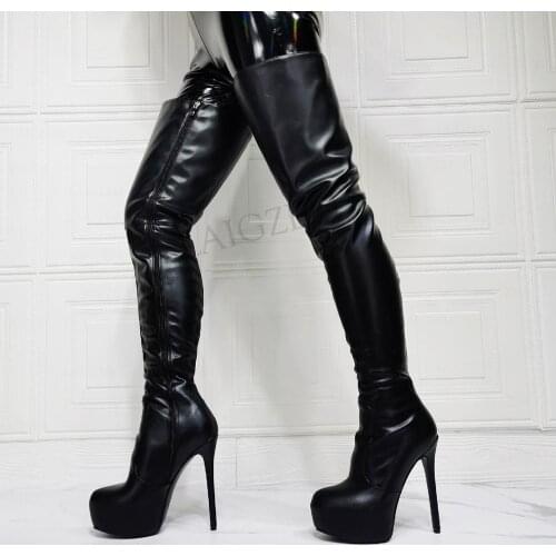 SEIIHEM FASHION Women Over Knee Boots Side Zip Round Toe Unisex Shoes Woman Donne Stivali Party Cospaly Big Size 42 43 47 50 52