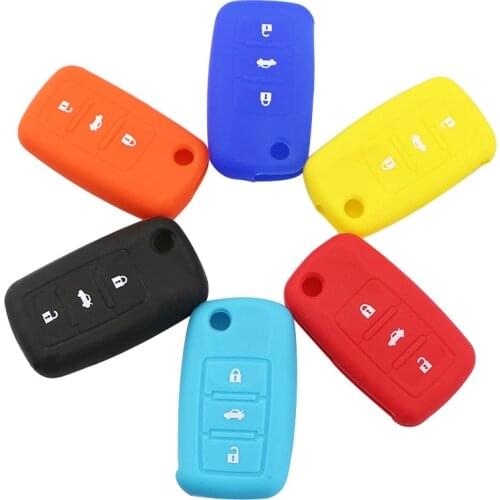3 Button Silicone Car Key Cover Case Fit for Volkswagen VW Passat Polo Golf Touran Bora SEAT Ibiza Leon for Skoda Octavia