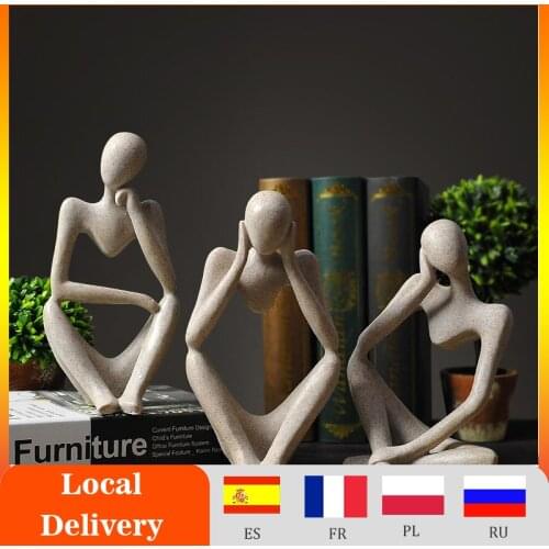 Abstract Thinker Statue Sculpture Nordic Resin Thinker Character Figurine European Style Office Home Decoration Accessories