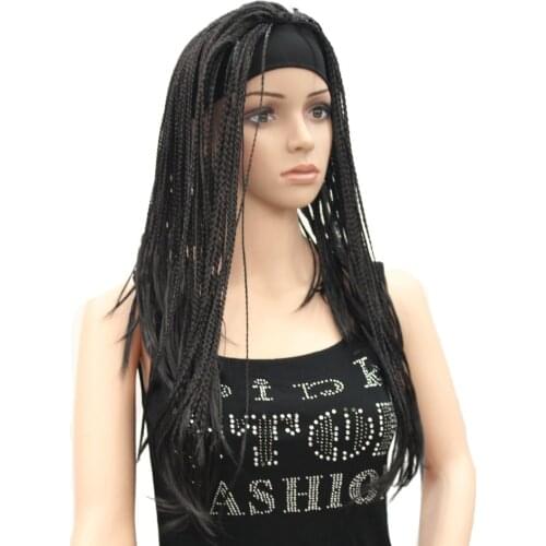 StrongBeauty African Braided Box Braids Wig Headband wigs Long Dark Brown/black dreadlocks Hair Synthetic Full Wigs