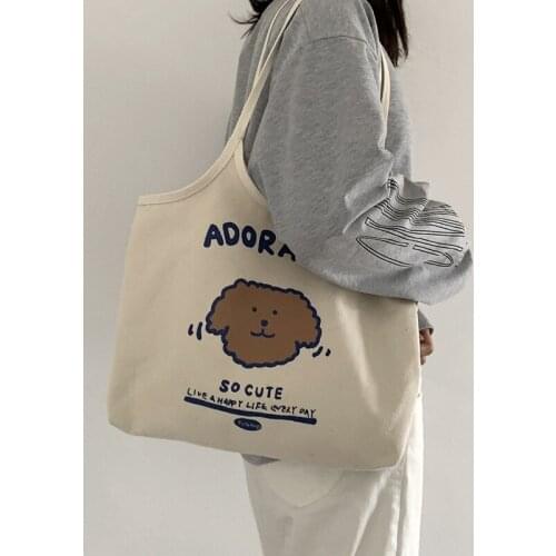 2020 New Women Canvas Shoulder Bags Korea Large Capacity Cotton Cloth Shopping Bags Student Ulzzang Eco Reusable Handbags Tote