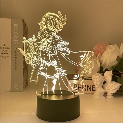 Genshin Impact 3D Illusion Lamp LED Night Light Hot Game Fans Kids Creative Gifts Table Decor Lamps Flash for Room