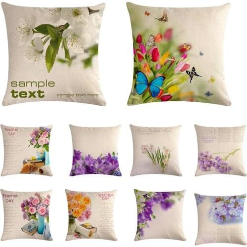 Letter Decoration Winter Snow Covered Flower Background Painting Sofa Throw Pillow Case Cotton Linen Cushion Cover ZY845