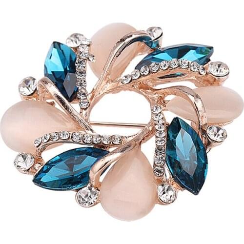 Women Fashion Jewelry Bauhinia Crystal Brooch Pin For Scarf Buckle Clothing Accessories Flowers Opal Brooches