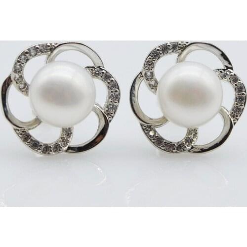 925 sterling silver pearl earrings, natural freshwater pearls, zirconia, ladies earrings, holiday gift options