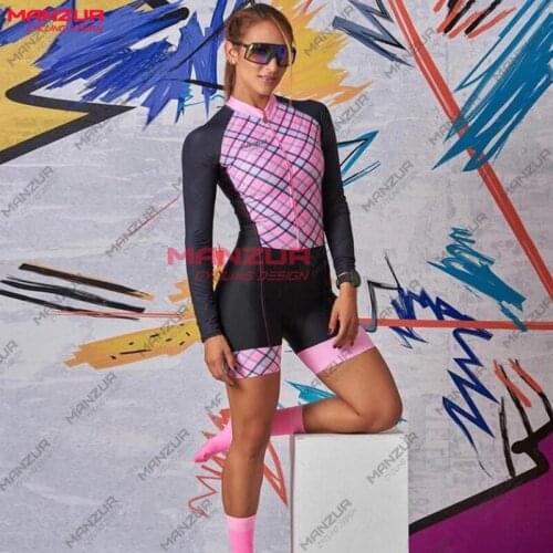 MANZUR Women' Sweatshirt Set Early Autumn New Bicycle Cycling Jersey Long Sleeve Shorts Tight Cycling Jersey Jumpsuit ropa mujer