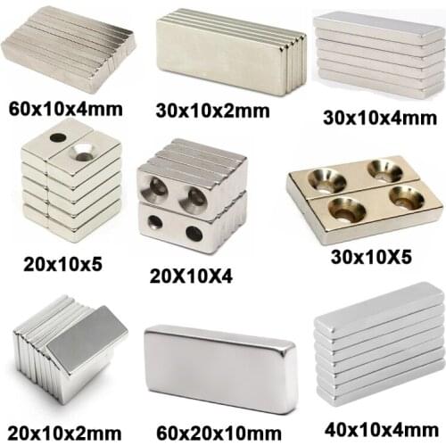 New 1/5pcs variety of super strong block cube neodymium magnets countersunk rare earth