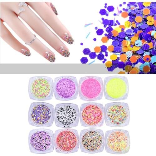 1 Box Sequins Glitter Nail Art Powder Decorations UV Gel Polish DIY Nail Tips Accessories Manicure Tools