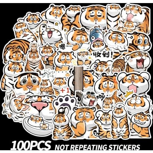100Pcs/Pack Wholesale Tigers Stickers Waterproof Sticker Skateboard Laptop Notebook Guitar Helmet Bottle Decal