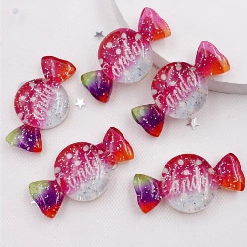 12PCS Resin Glitter Colorful 3D Glitter Candy Flatback Rhinestone Applique Ornament Home Figurines Craft DIY Scrapbook SG479