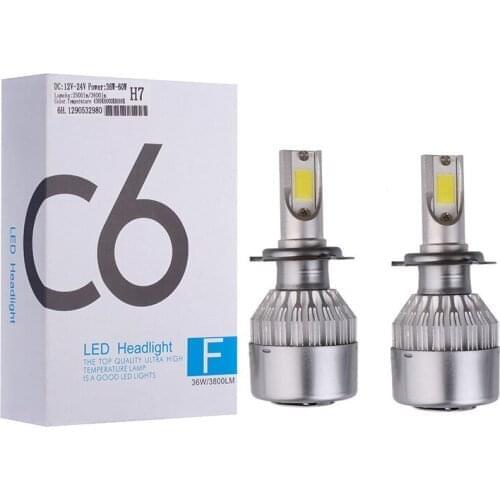 200Pcs/Lot 100Pair C6 Led H7 H4 Headlight Bulbs H1 H3 H8/9/11 9005 9006 H13 9007 9004 6500K LED Hi-Low Beam Car Lamps