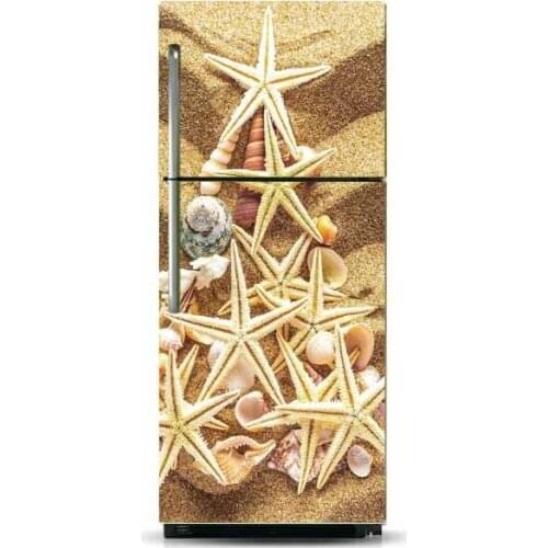 3D Dishwasher Refrigerator Freeze Door Sticker Beach Shells Kids Art Fridge Door Cover Wallpaper Kitchen Accessories