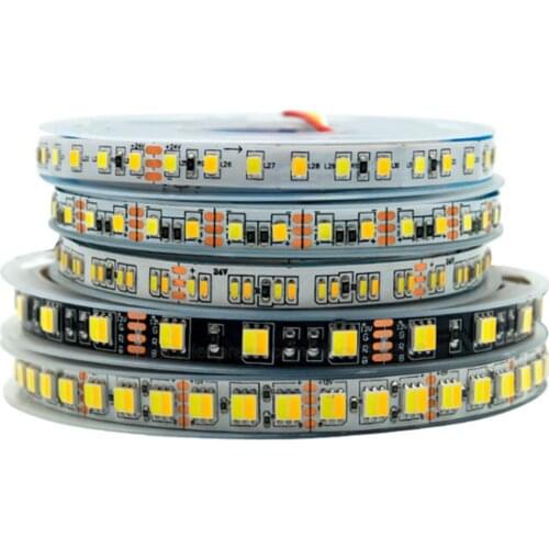 5m 2835 5050 5025 3014 CCT LED Strip 60LED/M 120LED/M 180LED/M Dual White Warm White & White 2 in 1 Chip LED Tape 5V 12V 24V DC