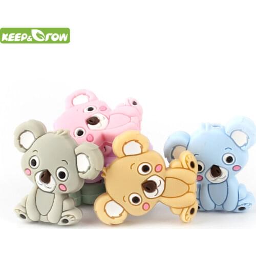 KEEP&GROW 6Pc Food Grade Koala Silicone Beads DIY Animal Baby Teether Bead Infant Baby Products Silicone Charm Kids Teething Toy