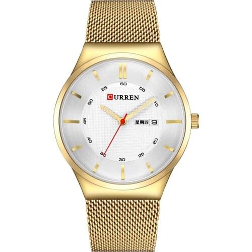 CURREN 8311 Mens Fashion Casual Watch Quartz Stainless Steel Band Mens Business Watch Week Date Wristwatches