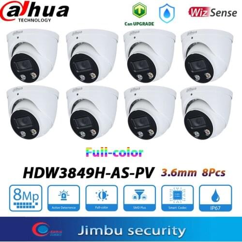 Dahua IP camera 8MP POE 8 cameras IPC-HDW3849H-AS-PV 3.6MM H.265 codec IR 30M CCTV Microphone and speaker