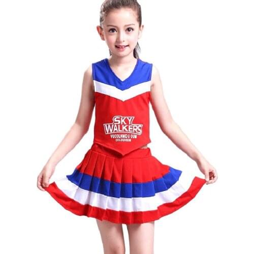 Kids Girls Cheerleader Costume Pleated Skirt Set Dance Show Stage Performance Children Competition Cheer School Team Uniforms