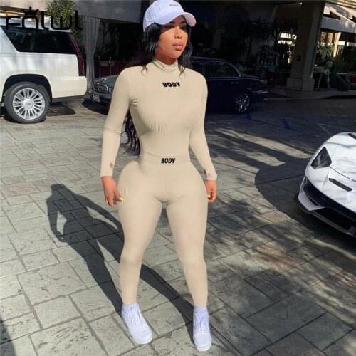 FQLWL Streetwear 2 Two Piece Sets Tracksuit Women Outfits 2021 Long Sleeve Tops Skinny Pants Sets Bodycon Activewear Sweatsuits