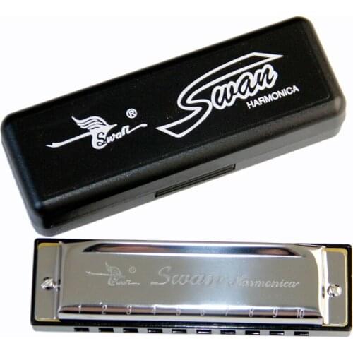 SWAN SW1020 C Key Harmonicon / 10 Hole Blues Harmonica / Stainless Steel Cover Diatonic Harmonica with 20 Tones Free Shipping
