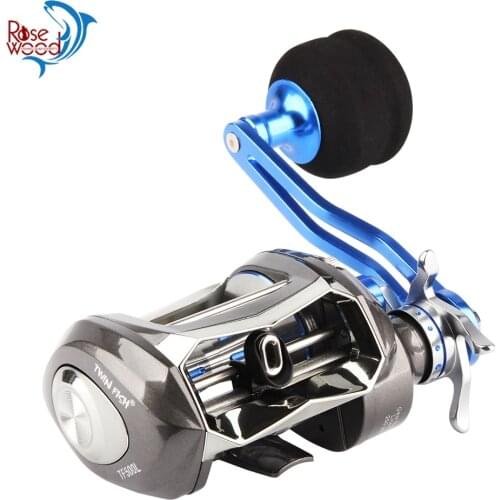 RoseWood Bait Casting Reel 10kg Max Drag Wide Body Sea Fishing Jig Wheel 12+1BB 7.0:1 Aluminium Alloy Body Jigging Fishing Reel