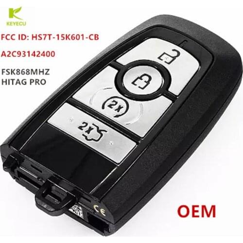 KEYECU OEM 4 Button Keyless-Go Remote FSK868MHZ HTpro Chip FCCID：HS7T-15K601-CB-A2C93142400 for Ford Mondeo 2017 Energi 2018