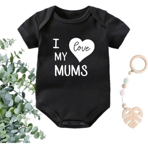 I Love My Mums Baby Onesies Clothes Summer Short Sleeve Boys Rompers Cotton Girls Bodysuits Infant Toddlers Jumpsuit Outfits