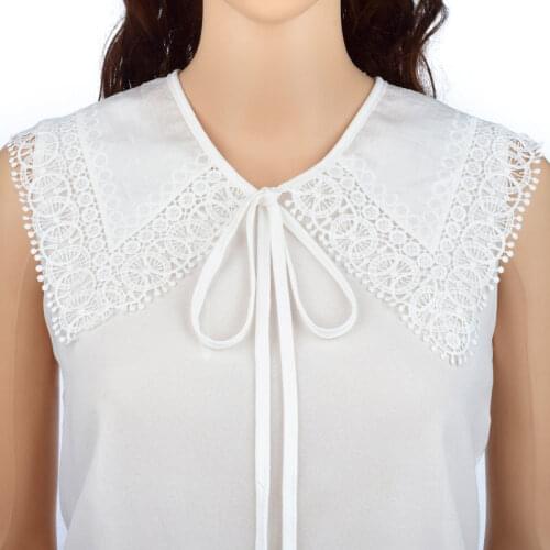 Korean Thin Breathable Sunscreen Hollow Lace Shawl Womens Summer Bow Cloak Ruffle False Collar Pullover Neck Guard Scarf P85