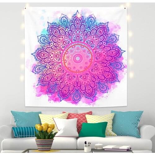 Lavender Mandala Bohemia Flower Tapestry for Natural Plant Livingroom Photography Wall Decor